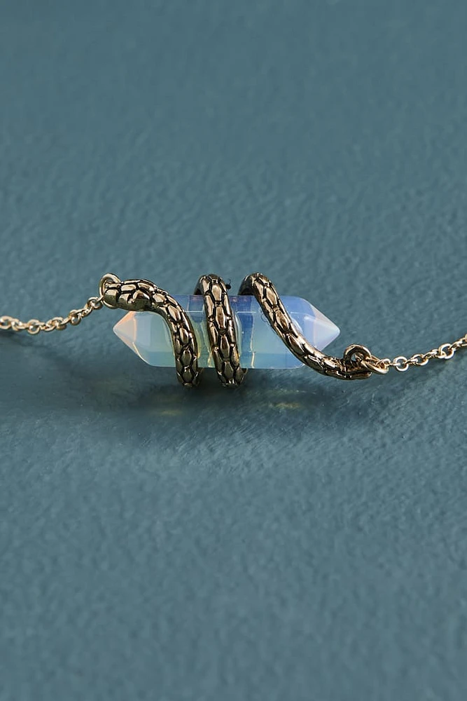 Opalite Point Snake Wrapped Necklace