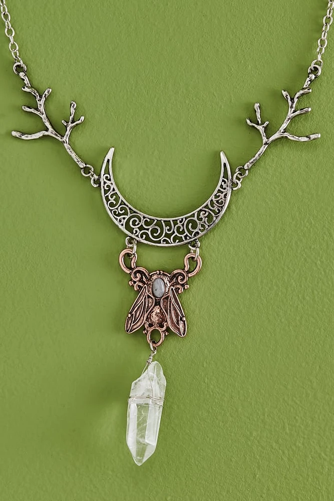 Multi Stone boho Insect Crystal Necklace