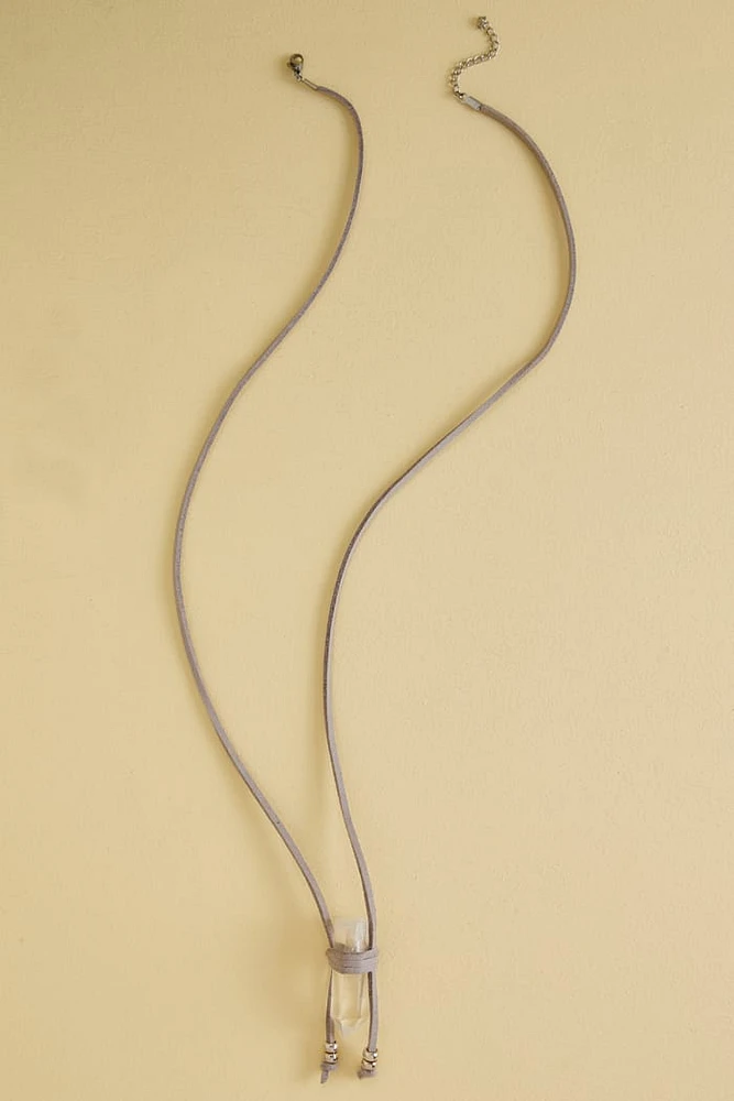 Find Balance - Shop Grey Clear Quartz Wrap Necklace