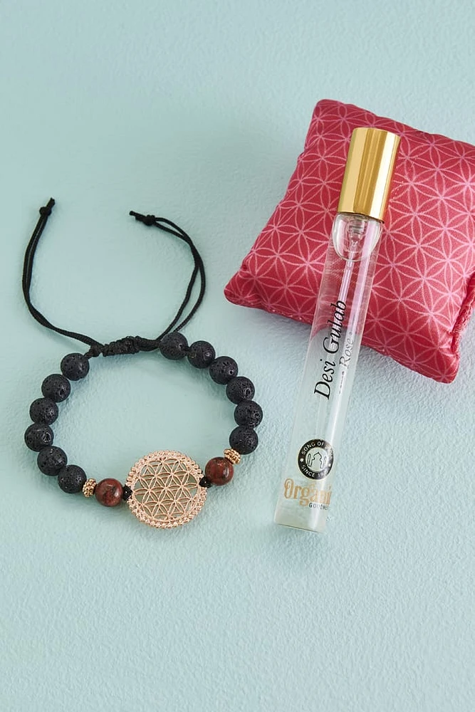 Rose Organic Goodness Scented Bracelet and Fragrance Spray Set