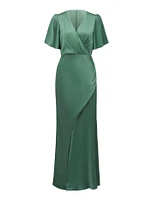 Chelsea Flutter Sleeve Satin Maxi