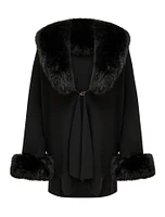 Nia Faux-Fur Trim Cape