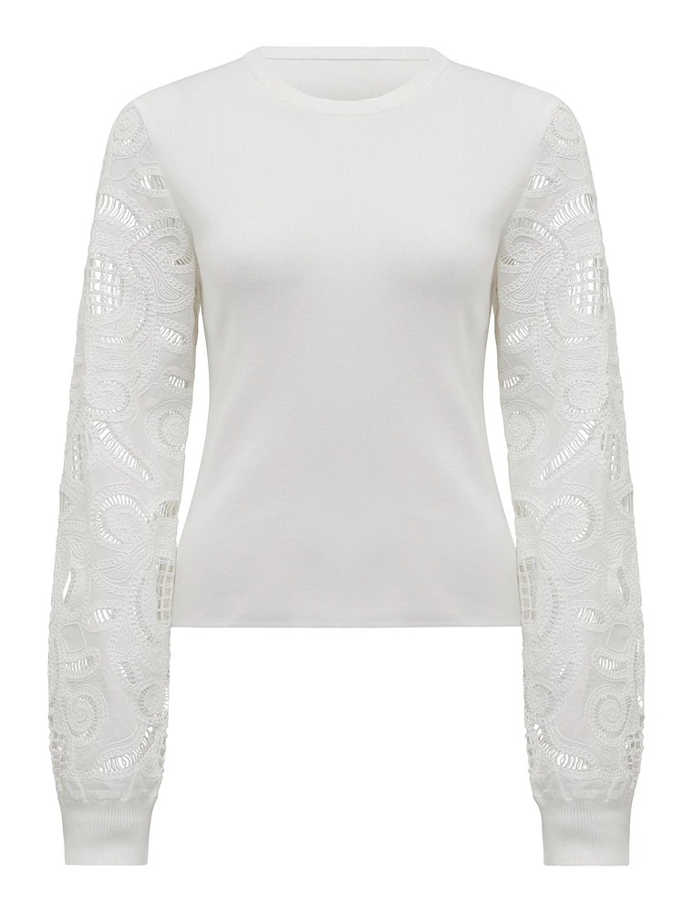 Charlie Woven Sleeve Knit Top