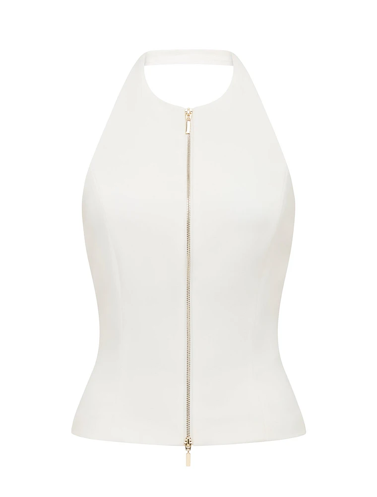 Paris Zip-Front Halter Top
