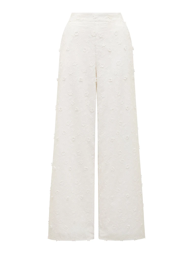 Daisy Broderie Wide-Leg Pants