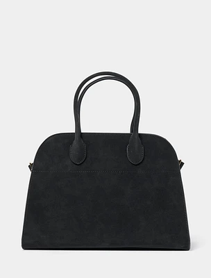 Lacey Faux Suede Bowler Bag