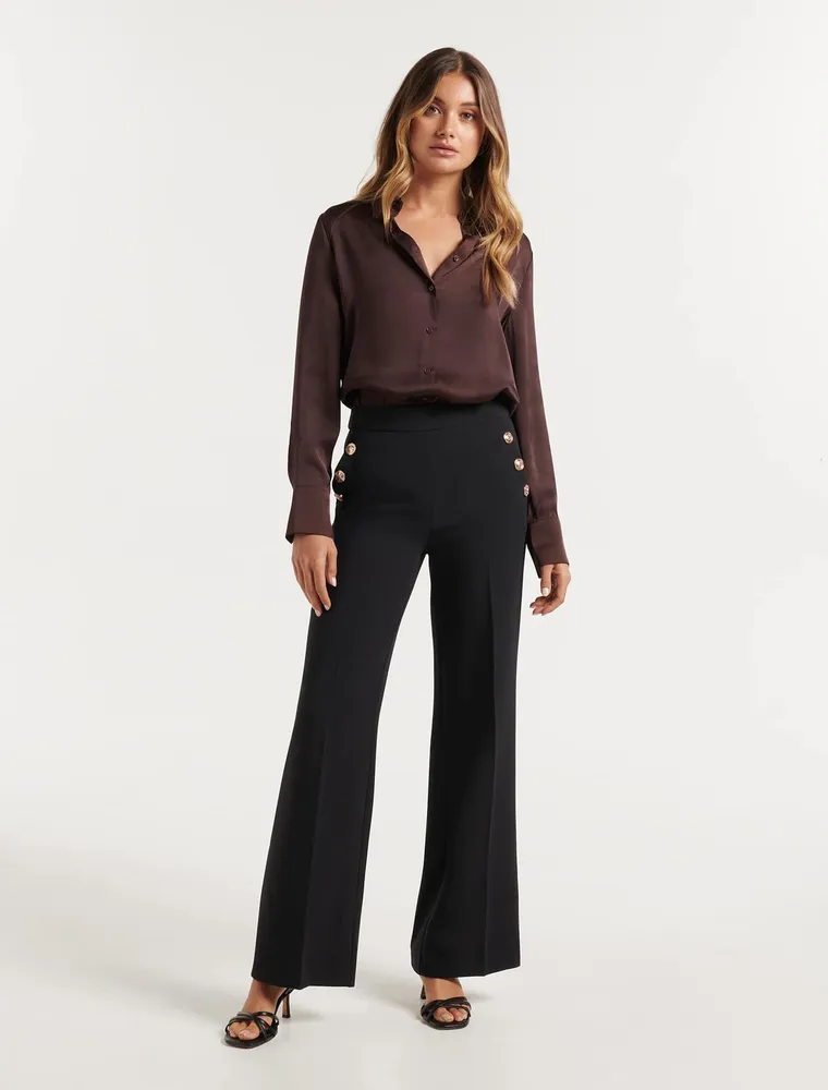 Megan Button Wide Leg Pant