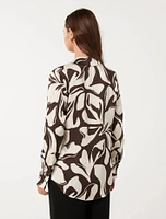 Lila Longline Printed Satin Shirt