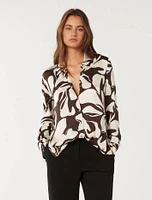Lila Longline Printed Satin Shirt