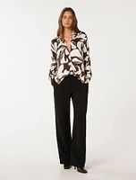 Lila Longline Printed Satin Shirt