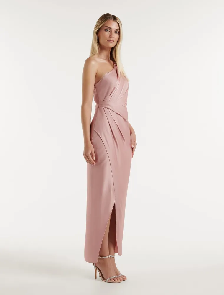 Melissa One Shoulder Satin Dress