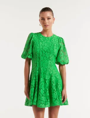 Milly Lace-Trim Mini Dress
