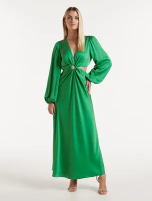 Giselle Cut Out Satin Midi Dress
