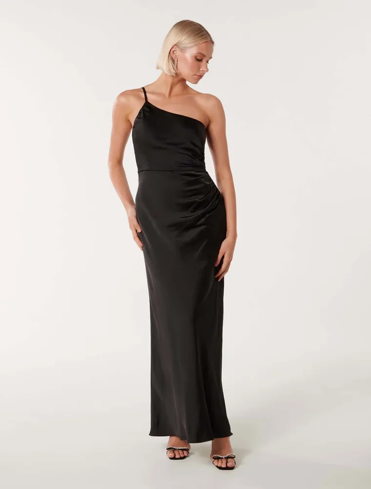 Kelly One Shoulder Satin Maxi