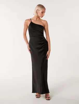 Kelly One Shoulder Satin Maxi