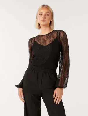 Alexis Round-Neck Lace Top