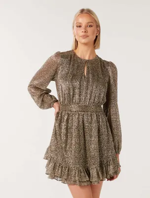 Goldie Long Sleeve Plisse Mini