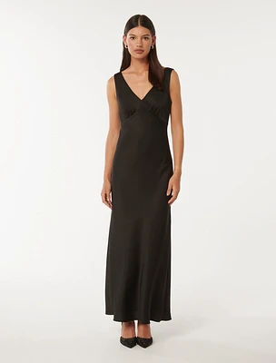 Cameron V Neck Satin Maxi