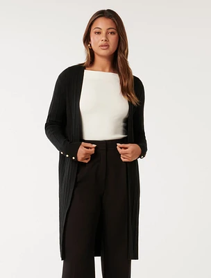 Daphne Long Line Ribbed Cardigan