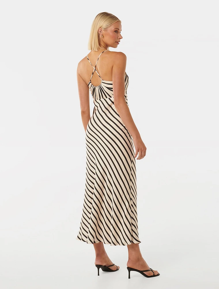 Abby Satin Stripe Midi