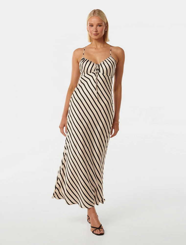 Abby Satin Stripe Midi