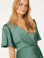 Chelsea Flutter Sleeve Satin Maxi