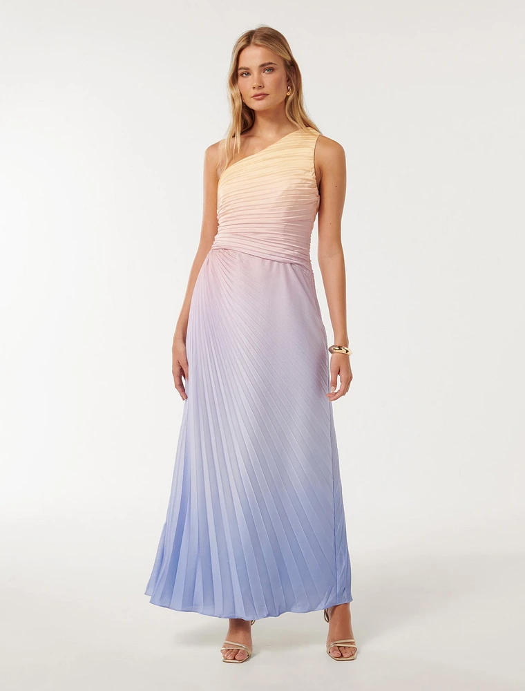Paula Pleated One Shoulder Maxi