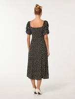 Hailee Puff-Sleeve Midi Dress