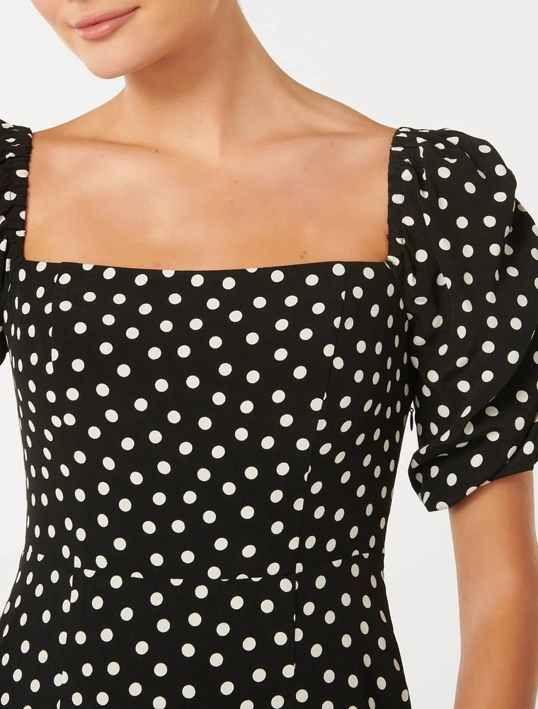 Hailee Puff-Sleeve Midi Dress