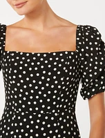 Hailee Puff-Sleeve Midi Dress