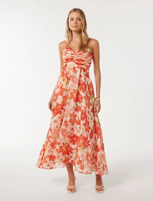 Jolie Strappy Ruched Bodice Maxi