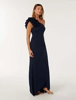 Leanne One Shoulder Ruffle Dress