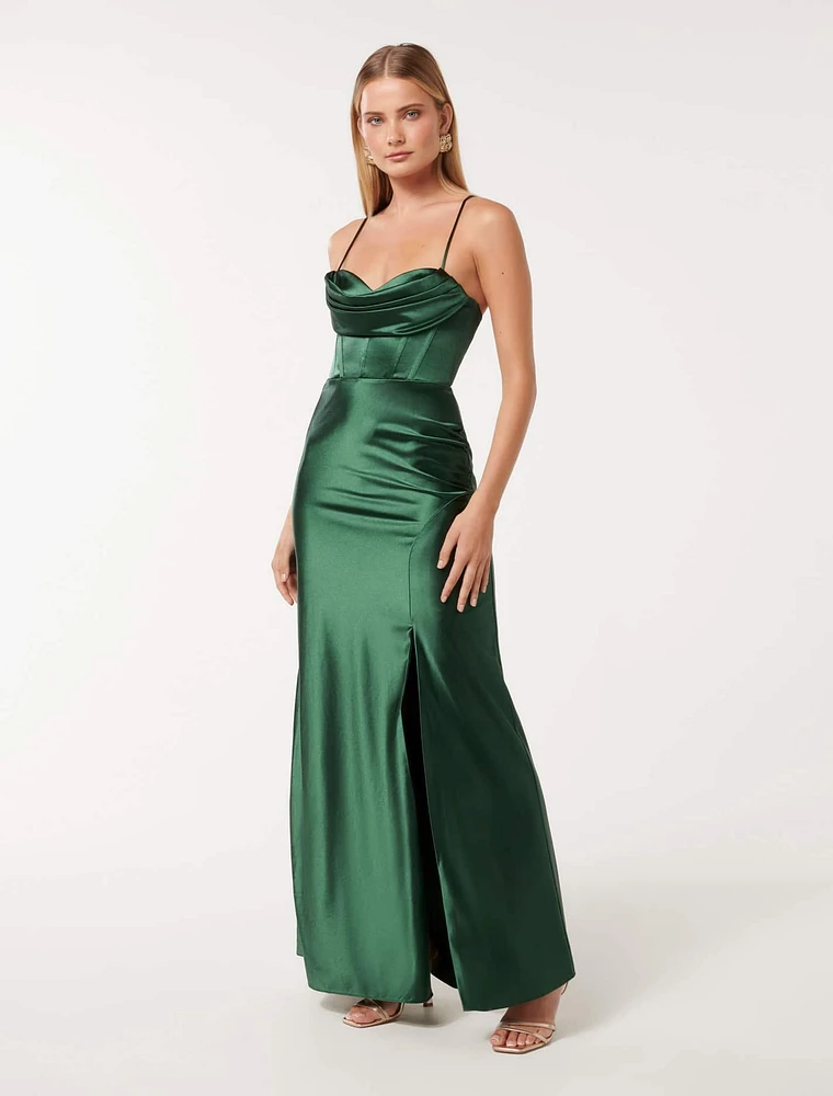 Luna Corset Satin Maxi