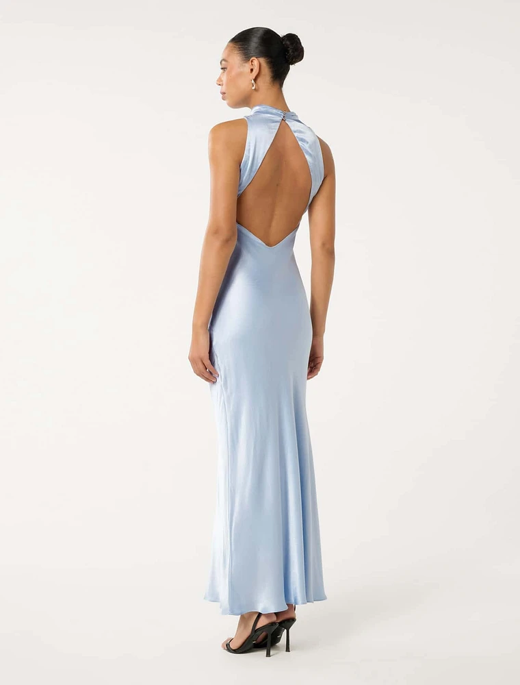 Michelle Open Back Satin Maxi
