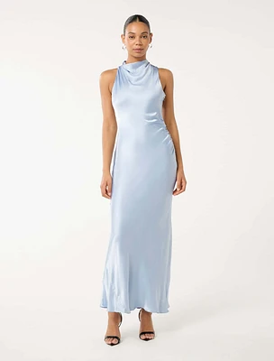 Michelle Open Back Satin Maxi