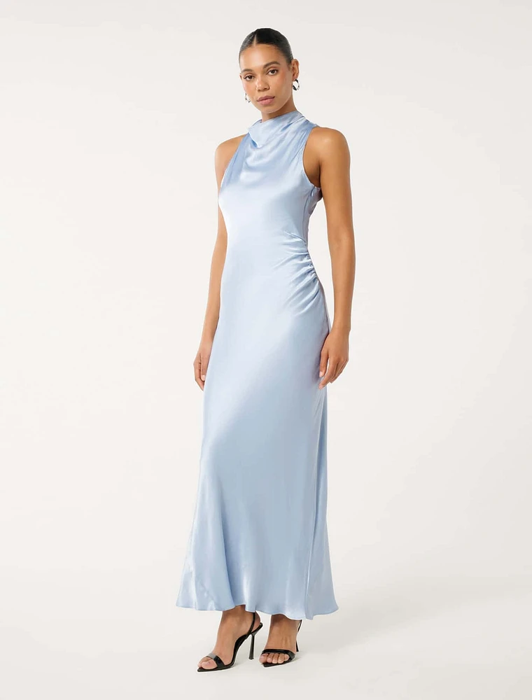 Michelle Open Back Satin Maxi