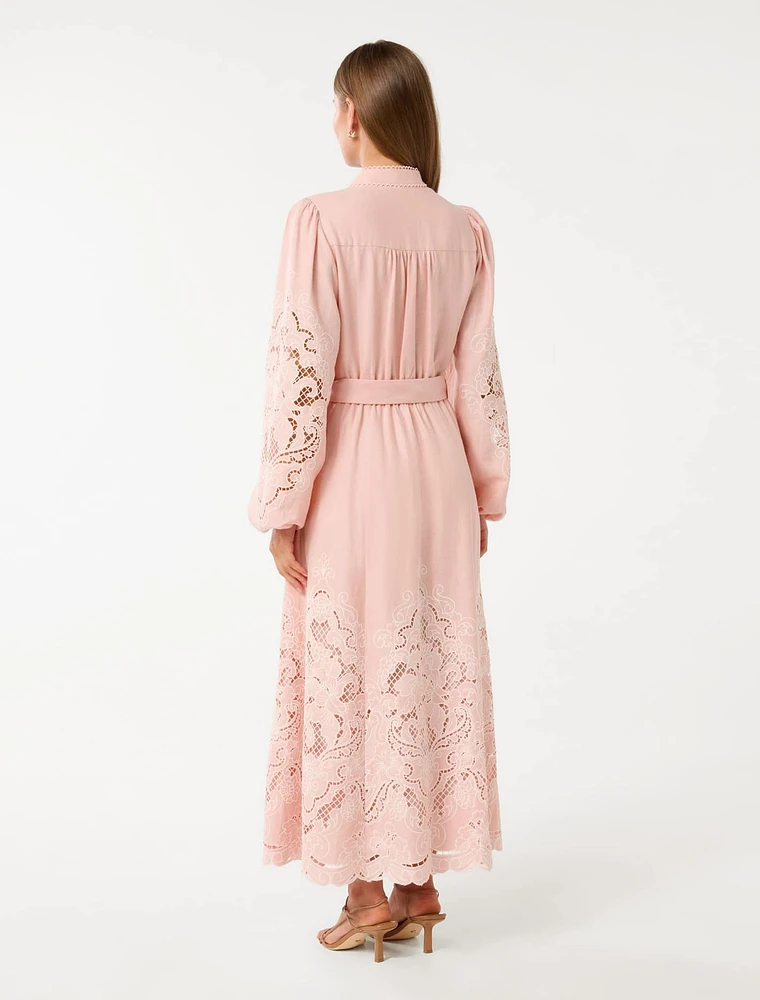 Ebony Embroidered Midi Dress