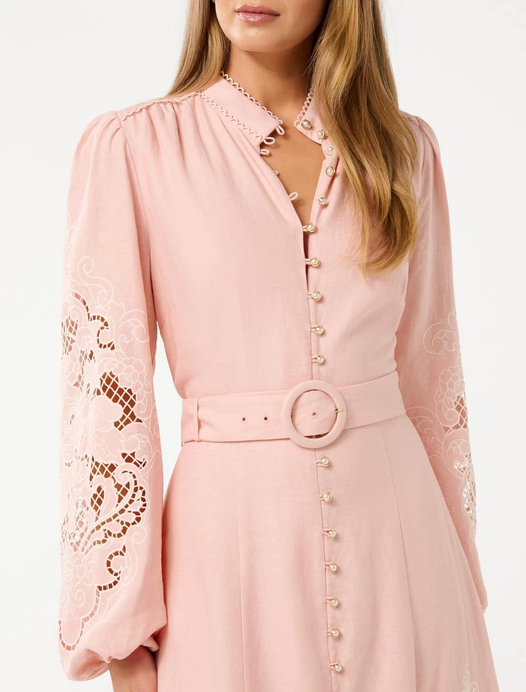 Ebony Embroidered Midi Dress
