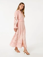 Ebony Embroidered Midi Dress