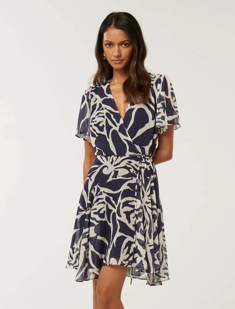 Kora Petite Flutter-Sleeve Mini Dress