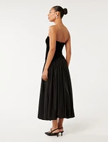 Delilah Velvet Bubble-Hem Midi Dress