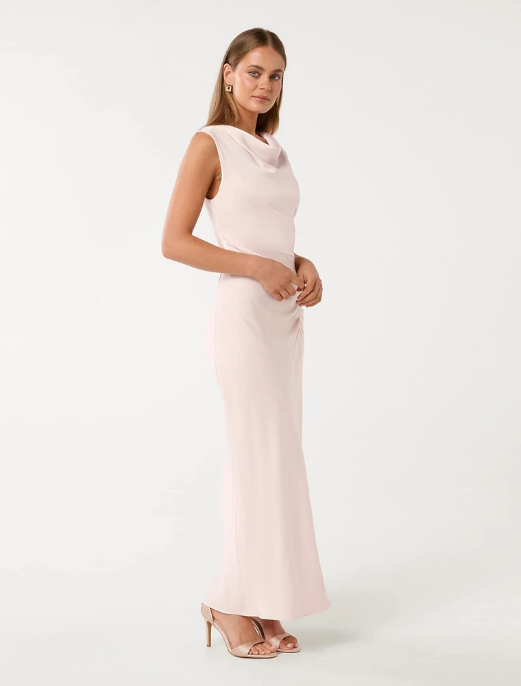 Ava Draped Satin Maxi Dress