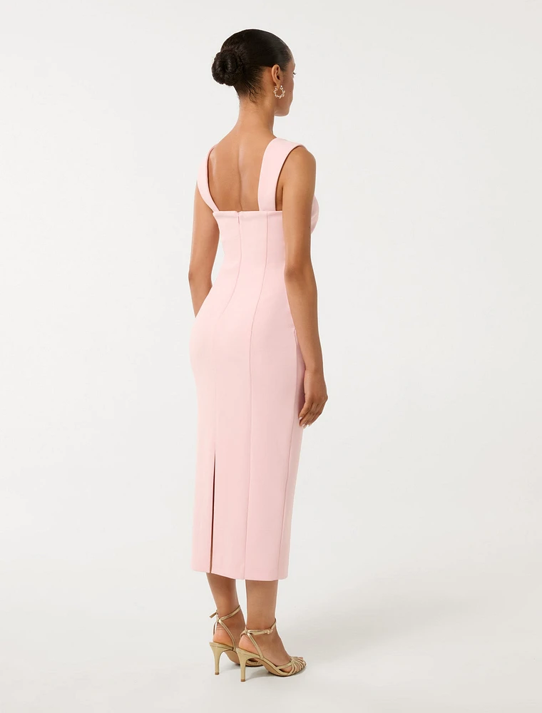 Reina Petite Ruched Bodycon Midi Dress
