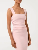 Reina Petite Ruched Bodycon Midi Dress