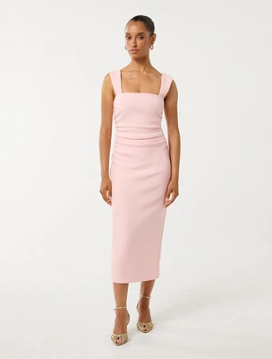 Reina Petite Ruched Bodycon Midi Dress