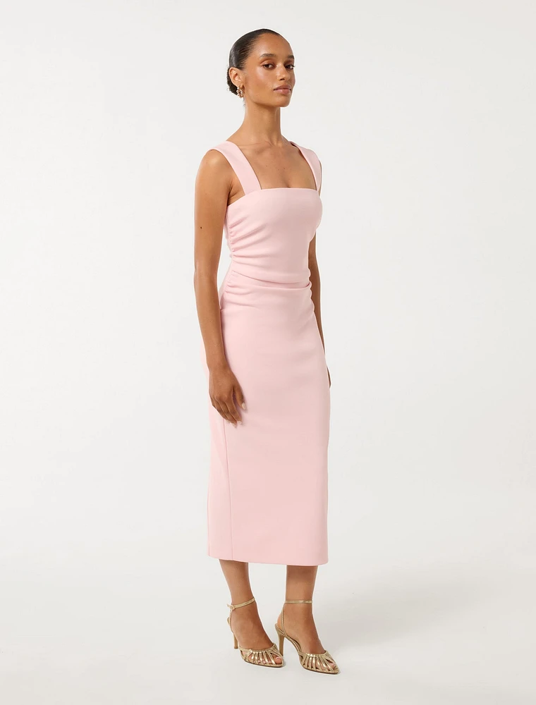Reina Petite Ruched Bodycon Midi Dress