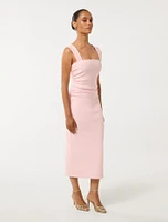 Reina Petite Ruched Bodycon Midi Dress