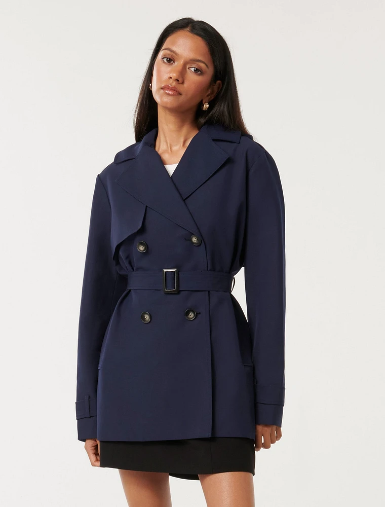 Rhea Petite Hooded Water Resistant Trench