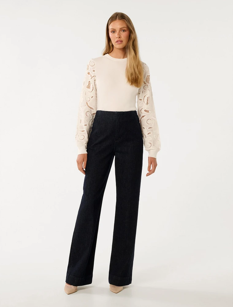 Charlie Woven Sleeve Knit Top