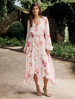 Kya Long Sleeve Frill Midi Dress